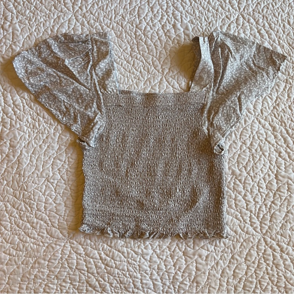 Smocked leopard print top